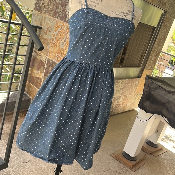 Gorgeous STRETCHY DENIM POLK A DOT DRESS! - Picture 5 of 16